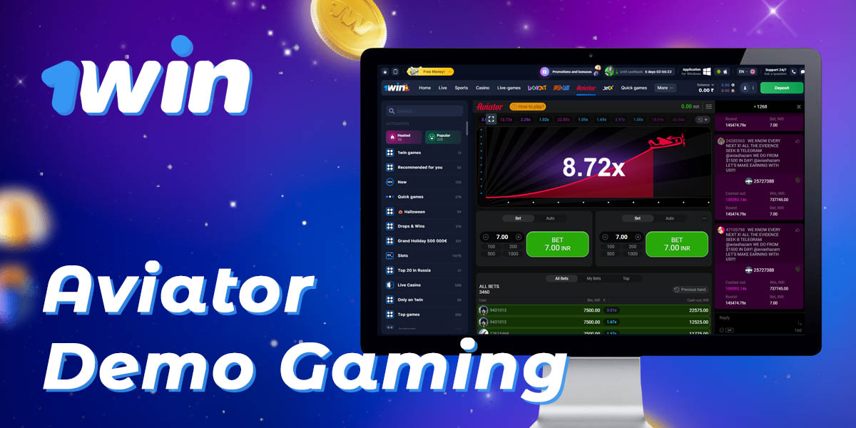 Features of the demo version of the Aviator game available on 1Win for users from India